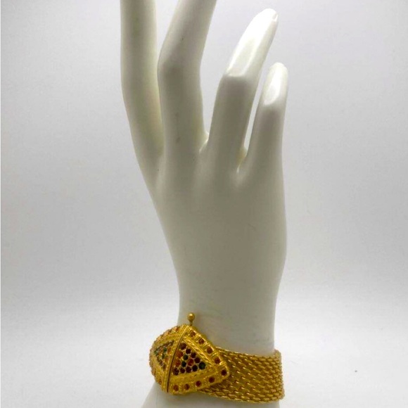 Jackie Kennedy (JBK) Rhinestone Bracelet, Gold Tone - Picture 6 of 6